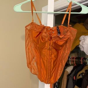 Urban outfitters orange cropped modern love corset